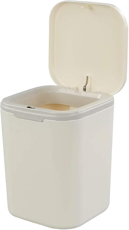 Minibøtte for skrivebord med trykknapp og lokk - 1,8 L (Hvit)