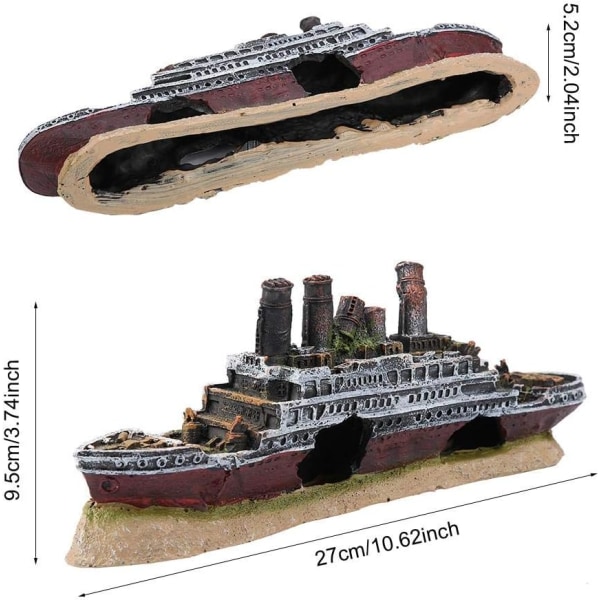 Akvarium Skibsvrag Harpiks Dekorationer Beskadiget Dekor Marin Skib