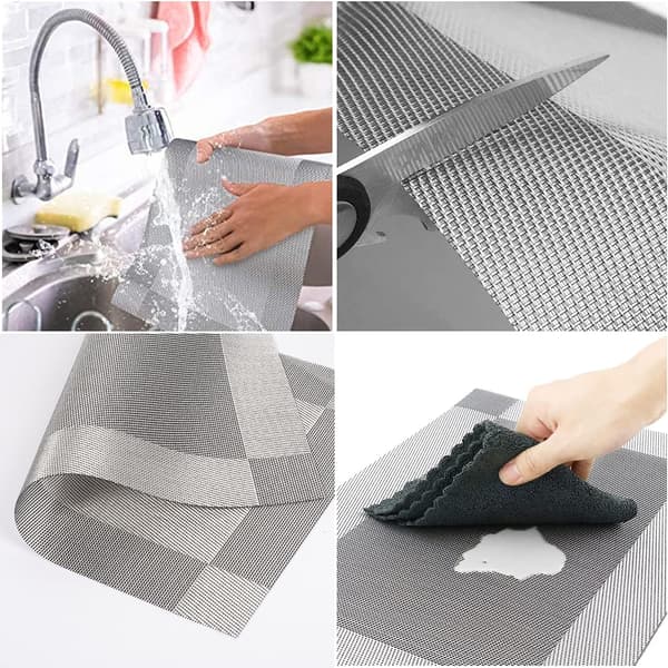 Sett med 4 PVC Vinyl Placemats, Varmebestandige Sklisikre Placemats