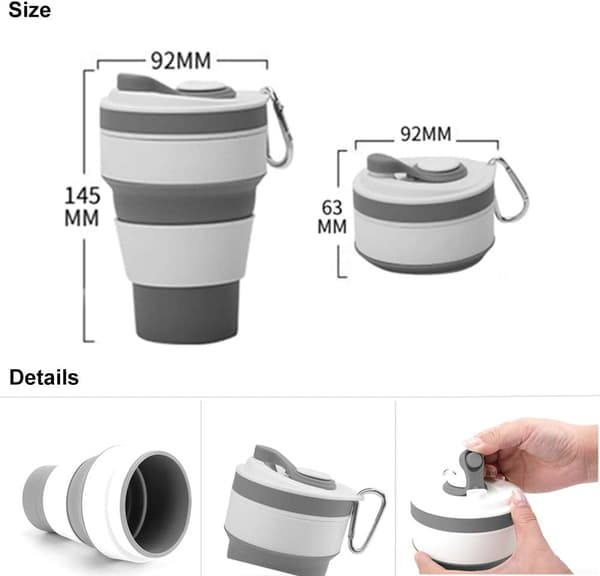Grå - 1st Collapsible Kaffekopp, 350ML Återanvändbar Kaffe Mugg Por