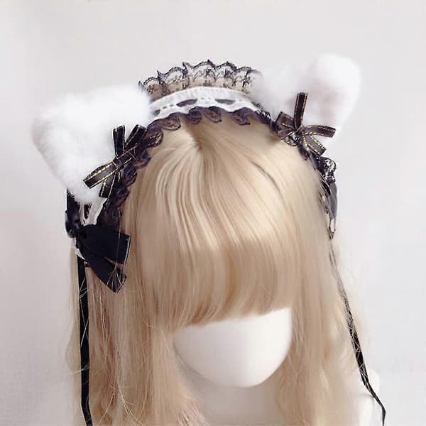 Flickor Cosplay Hårband Rosetter Pryda Plysch för Kattöron Med Band Hårprydnader