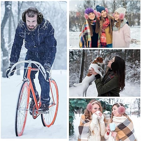 2 par Termiska Öronmuffar för Kvinnor, Svart+Rosa, Vinter Öronmuffar för