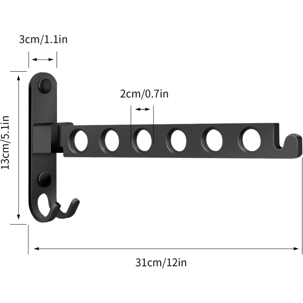 Veggmontert tørkestativ (Svart), Foldbar klesstativ veggkrok, Foldbar