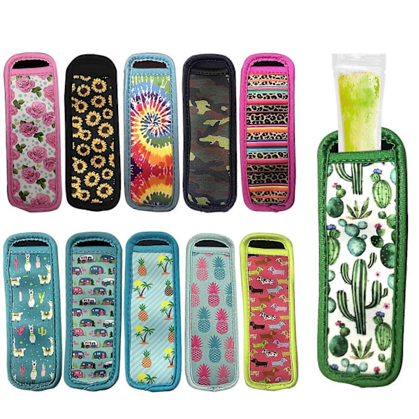 Popsicle Cover Gjenbrukbar Popsicle Holder Fleksibel Popsicle Pose Fargerik Is Popsicle Cover for Sommer C