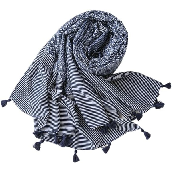 Elegant Sjal för Kvinnor - Vintage Blå Mjuk Vinter Färgglad Varm