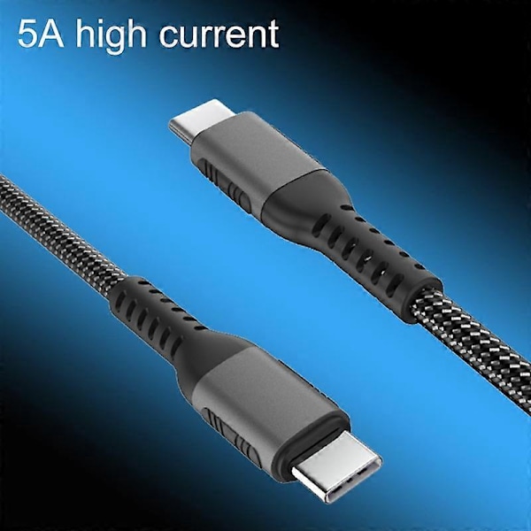 Datakabel 2-i-1 Hurtig Opladning 5A PD 100W Type-C til Type-C Opladningskabel til Laptop 100cm