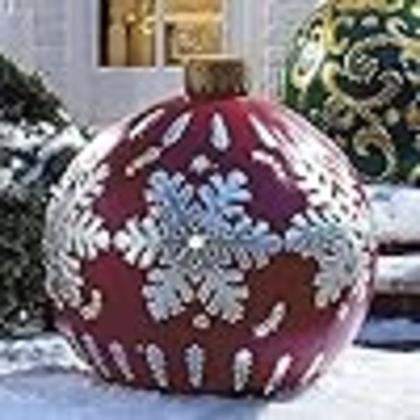 ##/Julepynt, Jule PVC oppblåsbare dekorative kuler (burgunder sølv snøflak)##/