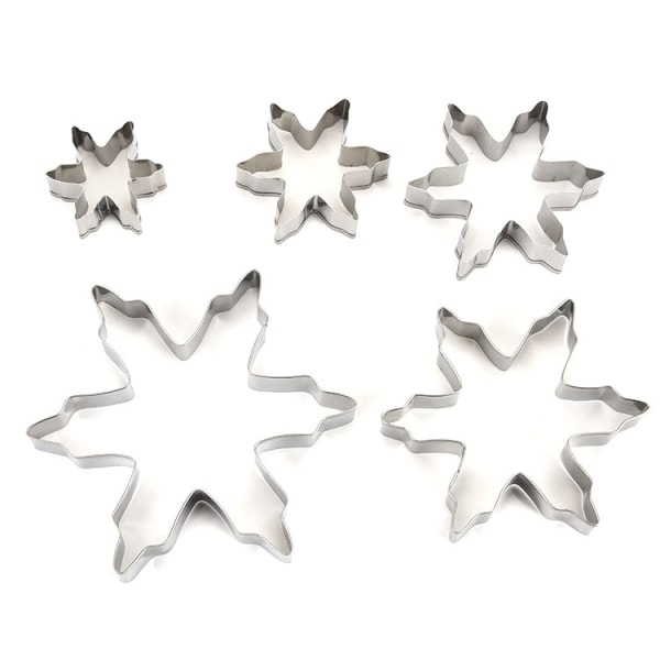 5 stk Snowflake Cookie Cutters Rustfri Stål Form Form for Kitc