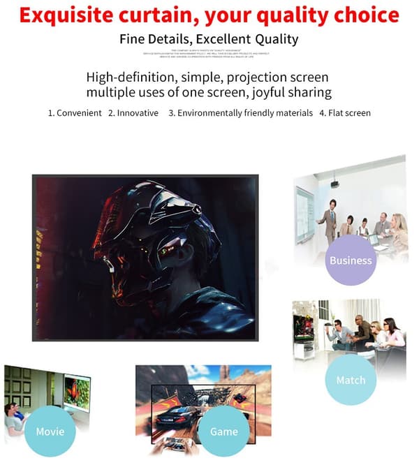 Bærbar projektionslærred (100\"), HD 16:9 uden folder
