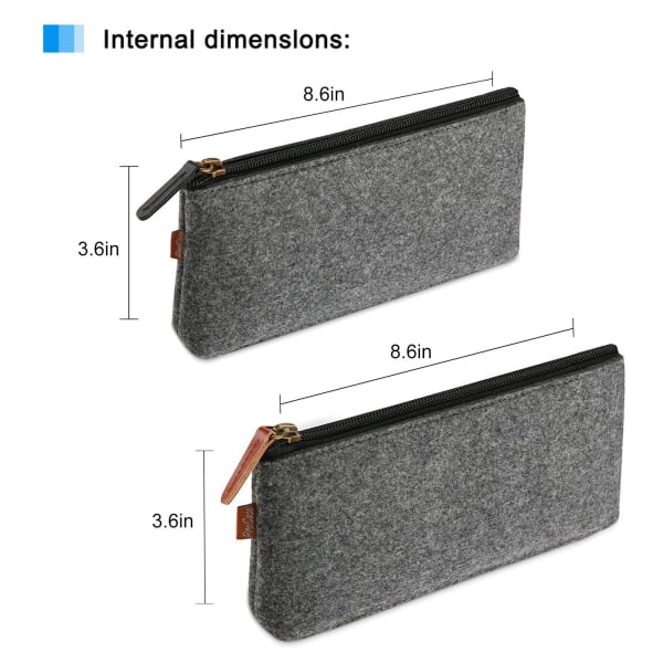 Två uppsättningar mörkgrå case pennfodral, 22 × 9 cm för penna