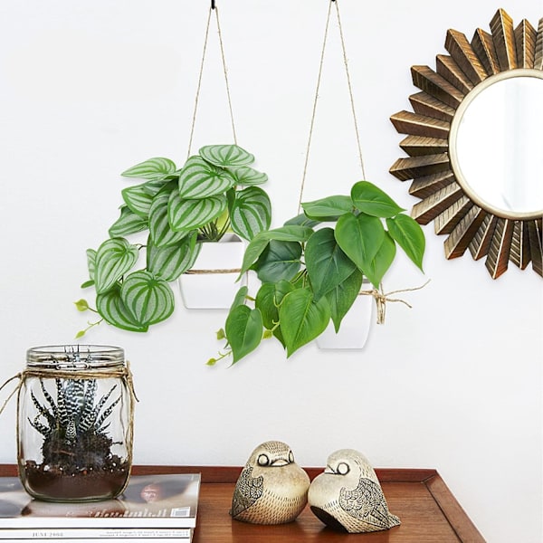 ##/Briful Sæt af 2 Små Kunstige Planter i Keramikpotte Falske Planter##/