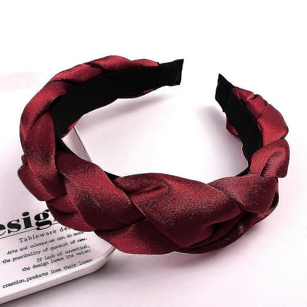 Hårband för kvinnor Sammet Flätade Hårband Mode Hårband Kors Hårtillbehör wine red