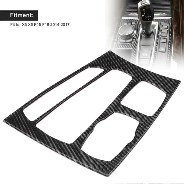 Kolfiber Kontroll Växelspakspanel Ram Trim Interiör Dekor Passar X5 X6 F15 F16 2014?2017 RHD