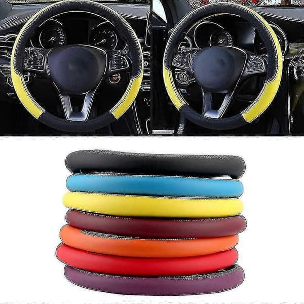 Universal Bilratt Skydd Halkfritt Diameter 37-38cm Bil-styling Andningsbart Sport Bilratt Skydd Microfiber Läder