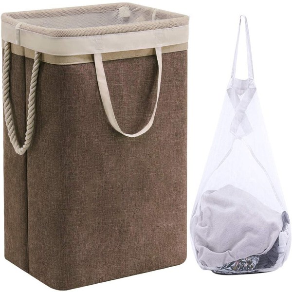 Stor Vaskkurv 60 x 41 x 31 cm, Foldbar Vaskpose med Tauhåndtak