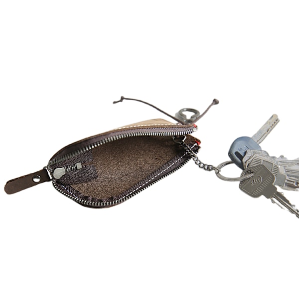 ##/Nyckelhållare i ko-läder, myntplånbok 2-i-1, bilnyckelhållare, 12x6cm##/