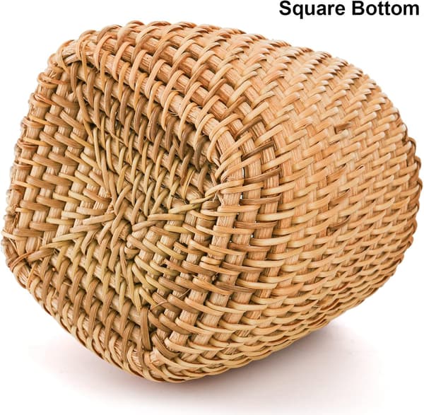 Sett med 2 Rattan Blyantstativ for Skrivebord, Håndlaget Pennekopp
