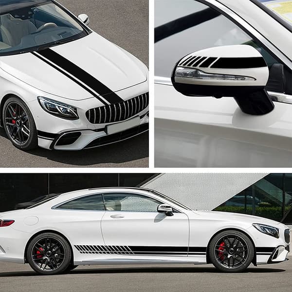Bilstickers Vinyl Karosseri Panser Dekal Racing Stripe Dekaler for Bil Biler Vinyl Bumper Sticker (Rød)