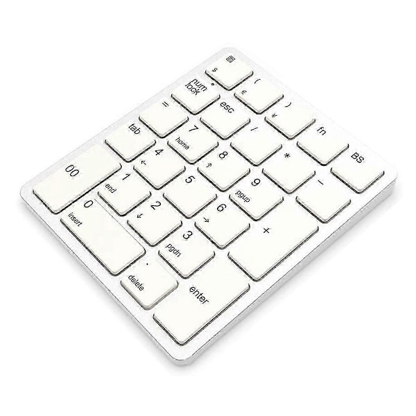 Trådløst numerisk tastatur 2,4 GHz trådløst oppladbart numerisk tastatur for bærbare datamaskiner, hvit