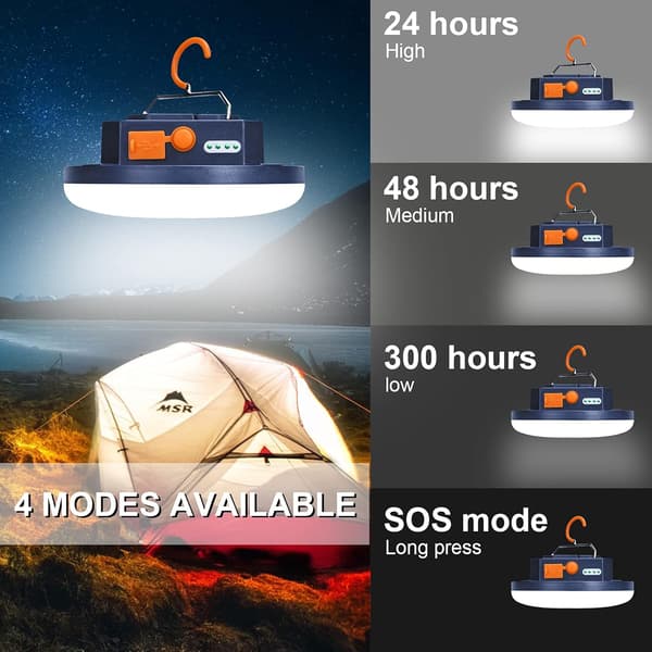 Bærbar Campinglanterne 9900mAh Powerbank, 2000LM Genopladelig