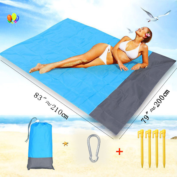Vanntett piknikteppe, sandsikkert strandmatte 210 X 200, med