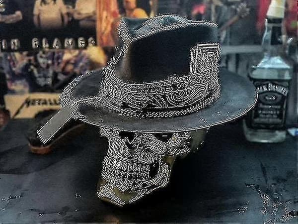 2023 Herre Cowboy Hat Punk Stil Western Cowboy Hat Kranie Hat Hurtig