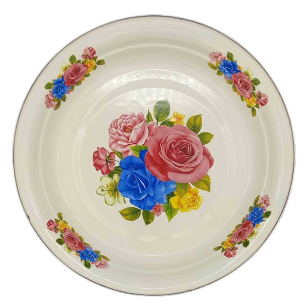 Tallrik Porslin Stor Kapacitet Blomstermönster Elegant Förrätt Matservering Emaljerad Skål Köksartiklar A