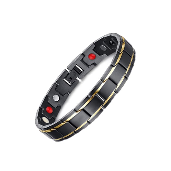 Sort guld farvet rustfrit stål justerbart armbånd 21,5 cm