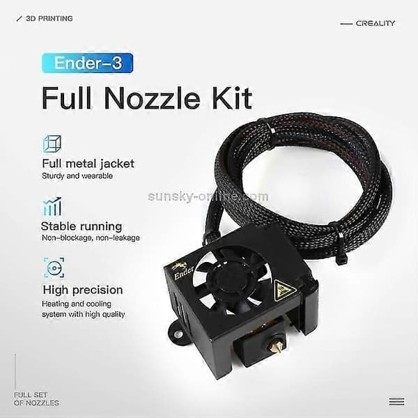 Creality 24V 40W Extruder Komplett Munstycke Hot End Kit med Munstycke Extruder+Kylfläkt+Skal för Ender-3