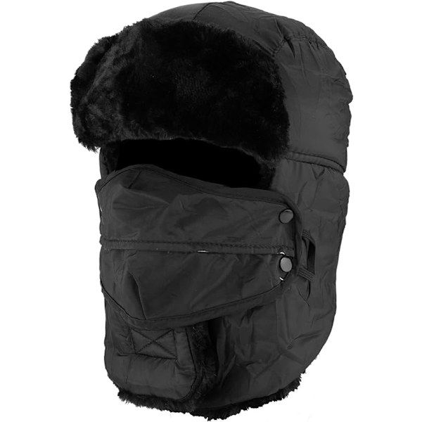 ##/Vadderad Pilotmössa - Svart med Vindtät Mask, Unisex Vinteråkare##/