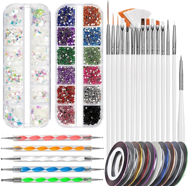 ##/(Vit) Nagelsmyckesdesign Tillbehör Nagelsmyckesborste Set##/