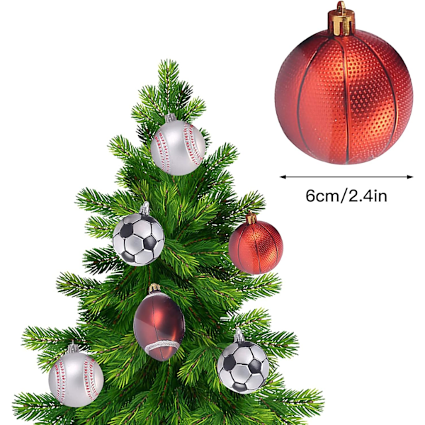 6 st Julgranskulehängen, 6 cm, basketboll