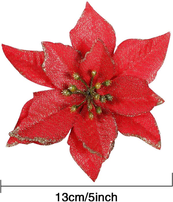 (Blå) 45 st Julstjärna Dekorationer Glitter Poinsett