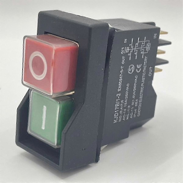 KJD17 6 Ben Elektromagnetisk Start Trykknapkontakter 15A AC250V IP55 Vandtæt Sikkerhedsudstyr
