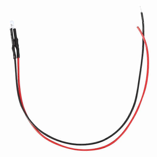 10 stk. 12V 3mm LED Lysdiode Kablet Flerfarget LED Lys Kabel 20cm 0.06W (Varm hvit)