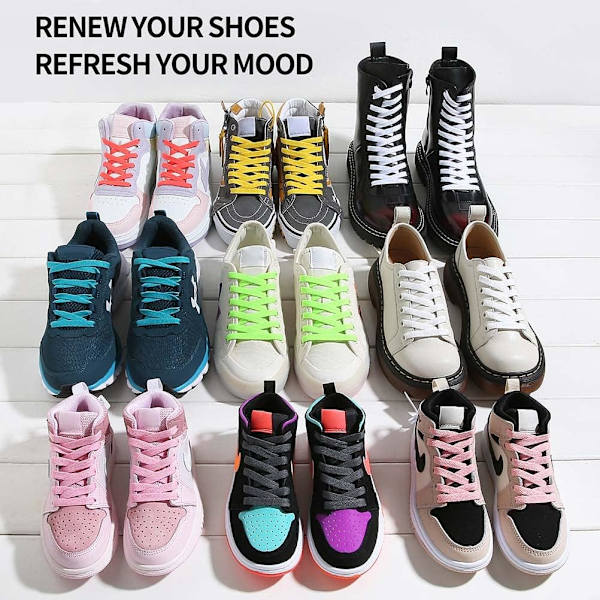 5 Par Flade Sko Snørebånd til Sneakers (Hvid), Flade Snørebånd til Sneakers