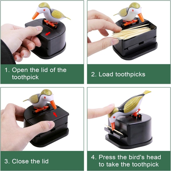 Jucaifu lille fugl tandstikker dispenser, kreativ push-type tude