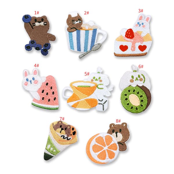 ##/8 broderade strykjärnsmärken med frukt- och djurmotiv##/