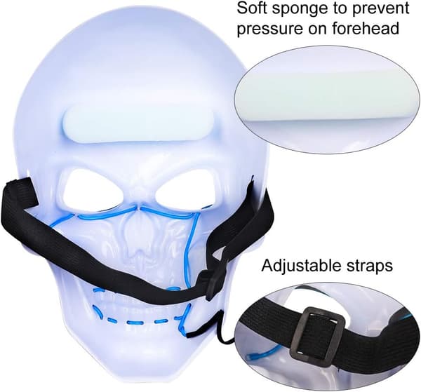 LED Mask, Halloween Mask EL Wire Mask Ljus Horror Mask Cosplay H