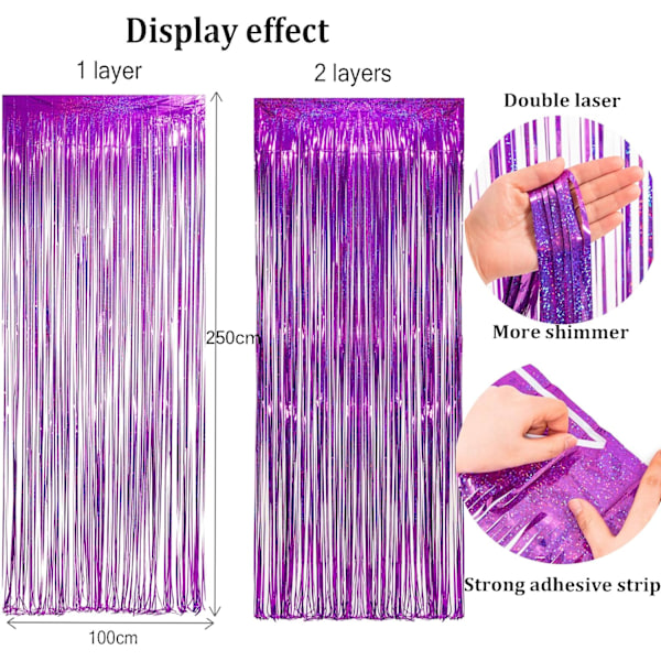 /#/(2Pack, 1x2.5m)Pink Foil Fringe Curtain Backdrop, Sparkle Tinsel/#/