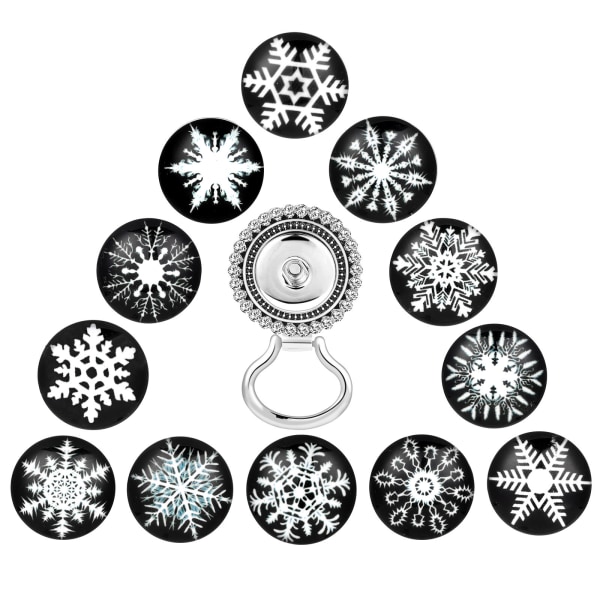 Diamond Brooch + 12 Snowflake Buttons，Magnetic Glasses Holder Br