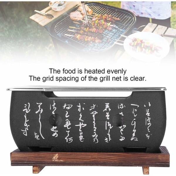 Japansk kolgrill, bärbar bordsgrill med basplatta