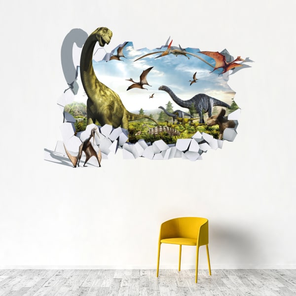 3D vägg trasig vägg dinosaurie vardagsrum sovrum barnrum