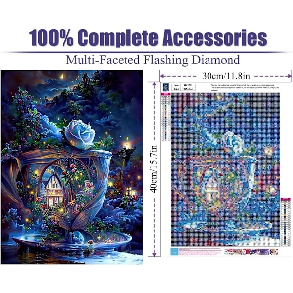 ##/DIY 5D Diamantmalerisett Full Diamant - 30x40cm (Slott)##/