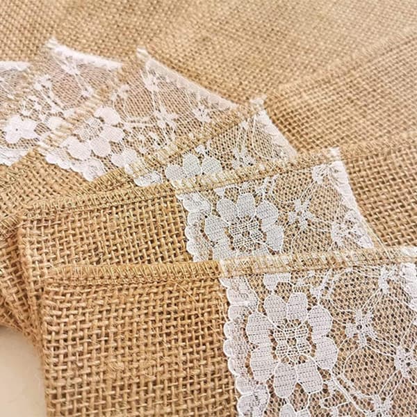 24 stykker burlap bestikksett, 11 x 21 cm burlap bestikk til bordet
