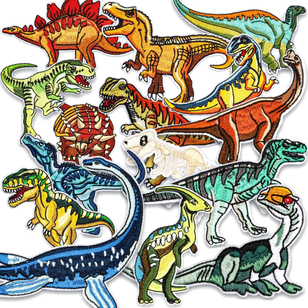 Iron-on Patches, 15 stk Dinosaur Iron-on Patches Sy-on Patches