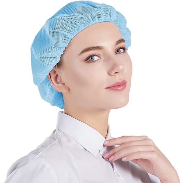 Blå Mesh Caps 5 stk Beanies Hatt Unisex Engangs Fiskenett Hårnett