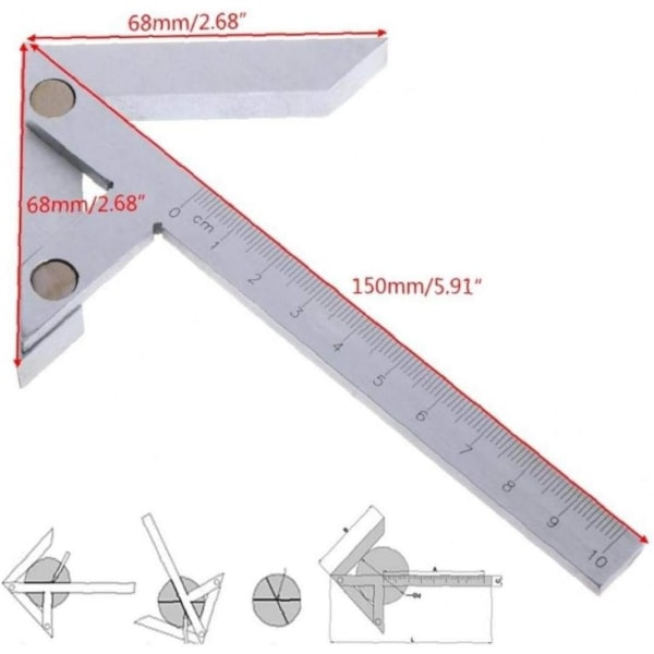 100*70mm Centerfinder Måler Centermærkning Vernier Skydelære