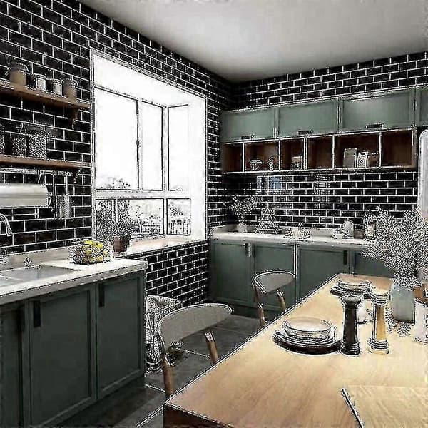 3D Veggklistremerker Murstein Tapetfliser for Kjøkken Bad Backsplash Aunty-Tile 30x30Cm