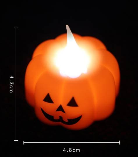 12 stk. Halloween Græskar Fyrfadslys (Flammeløse Fyrfadslys), Batteri